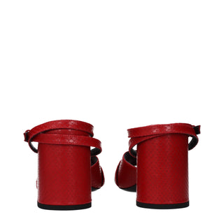 Versace Red Leather Platform Sandals