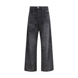 Diesel Black Cotton Relaxed Fit Jeans