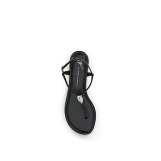 Giuseppe Zanotti Black Calf Leather Bos Taurus Sandals