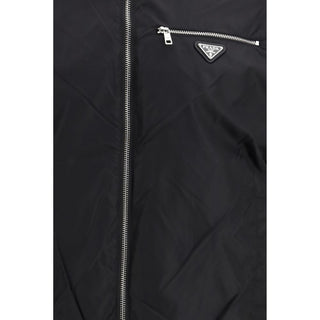 Prada Black Fleece Wool Shell Jacket