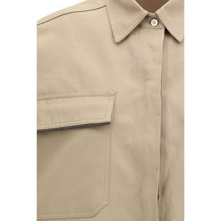 Brunello Cucinelli Cotton and Linen Short-Sleeve Shirt