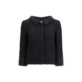 Valentino Black Fleece Wool Coat