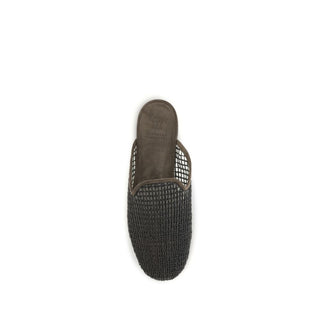 Brunello Cucinelli Gray Calf Leather Bos Taurus Mules