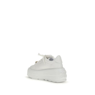 Casadei White Calf Leather Platform Sneakers