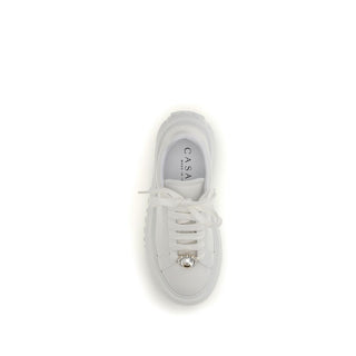 Casadei White Calf Leather Platform Sneakers