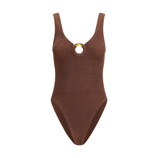 Hunza G Brown Polyamide One-Piece Swimsuit