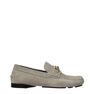 Versace Gray Leather Slip-On Loafers