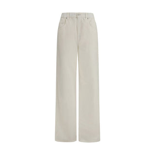 Brunello Cucinelli White Cotton Relaxed Fit Jeans