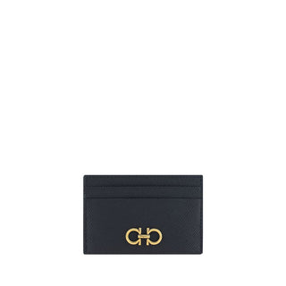 Ferragamo Black Calf Leather Bos Taurus Wallet