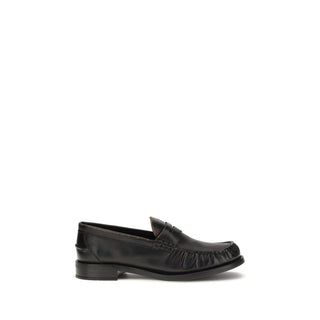 Prada Black Calf Leather Slip-On Loafers