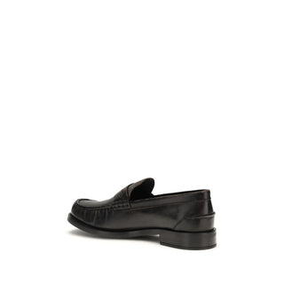 Prada Black Calf Leather Slip-On Loafers