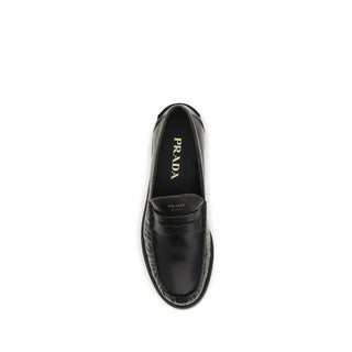 Prada Black Calf Leather Slip-On Loafers