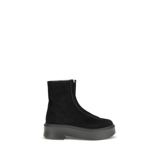 The Row Black Calf Leather Bos Taurus Lace-Up Boots