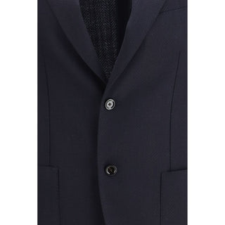 Lardini Blue Fleece Wool Blazer