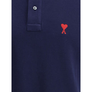 Ami Paris Blue Cotton Polo Shirt