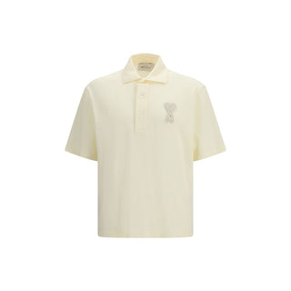 Ami Paris Beige Cotton Polo Shirt