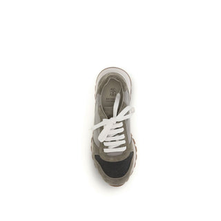 Brunello Cucinelli Bicolor Calf Leather Athletic Sneakers