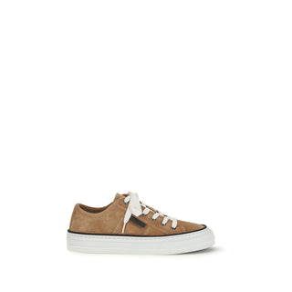 Brunello Cucinelli Beige Calf Leather Low Top Sneakers