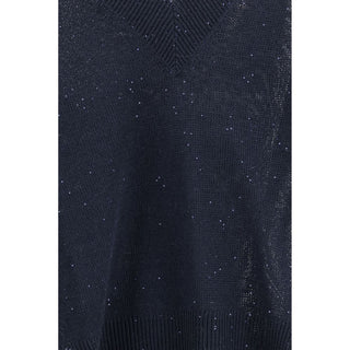 Brunello Cucinelli Blue Linen Sweatshirt