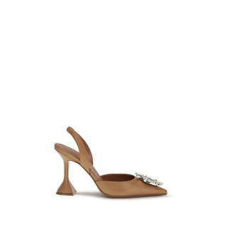 Amina Muaddi Brown Calf Leather Bos Taurus Pumps