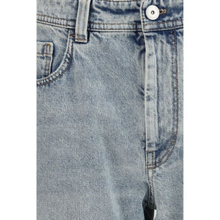 Brunello Cucinelli Blue Cotton Straight-Leg Jeans