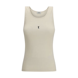Saint Laurent Beige Cotton Tank Tops