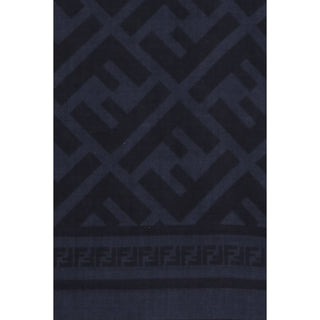 Fendi Blue Fleece Wool Scarf