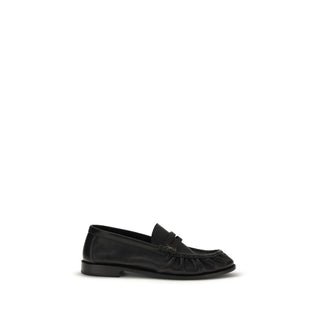 Saint Laurent Black Calf Leather Slip-On Loafers