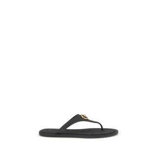 Versace Black Rubber Flip-Flop Sandals