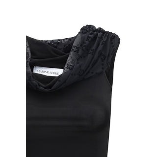 Marine Serre Black Viscose Sleeveles T-Shirt