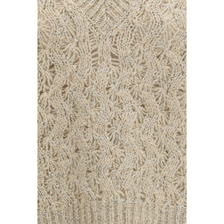 Brunello Cucinelli Beige Silk Sleeveles Sweater