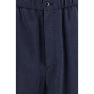 Giorgio Armani Blue Silk Casual Pants