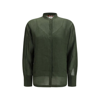 Max Mara Bicolor Ramie Dress Shirt