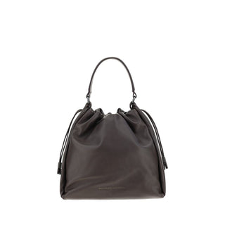Brunello Cucinelli Brown Calf Leather Bos Taurus Shoulder Bag
