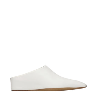 Jil Sander White Leather Slippers