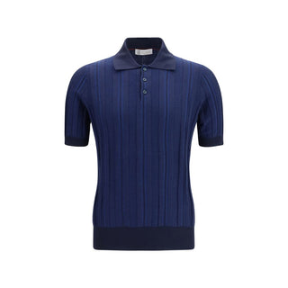 Brunello Cucinelli Blue Cotton Polo Shirt