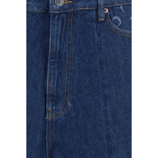Marine Serre High-Waisted Straight Denim Shorts