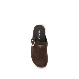 Prada Brown Calf Leather Bos Taurus Mules