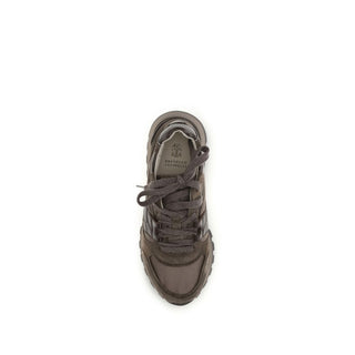 Brunello Cucinelli Brown Calf Leather Bos Taurus Athletic Sneakers
