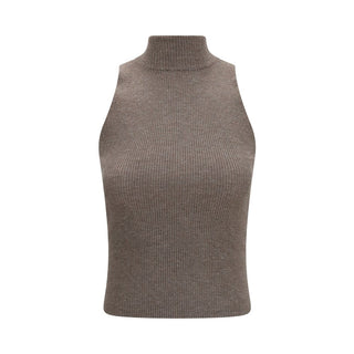 Brunello Cucinelli Brown Cashmere Sleeveles Sweater