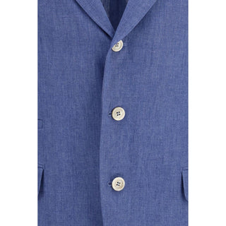 Brunello Cucinelli Blue Linen Full-Length Jacket