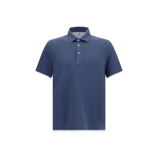 Brunello Cucinelli Blue Cotton Polo Shirt