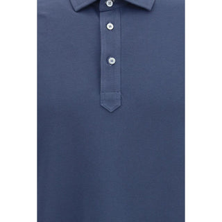 Brunello Cucinelli Blue Cotton Polo Shirt