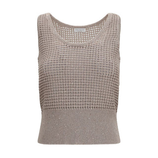 Brunello Cucinelli Beige Cotton Tank Tops