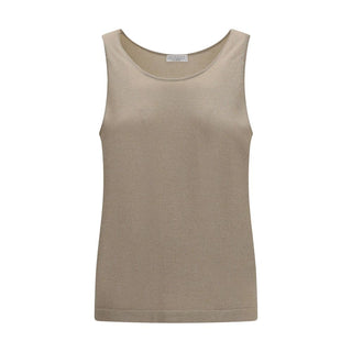 Brunello Cucinelli Beige Cashmere Sleeveles T-Shirt