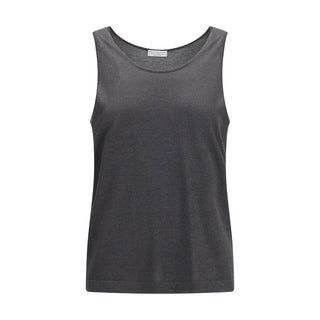 Brunello Cucinelli Gray Cashmere Sleeveles T-Shirt