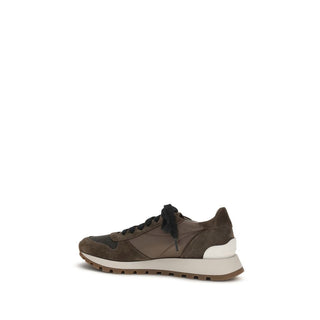 Brunello Cucinelli Brown Calf Leather Athletic Sneakers