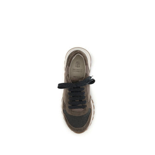 Brunello Cucinelli Brown Calf Leather Athletic Sneakers