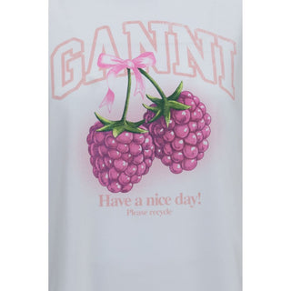 Ganni White Cotton T-Shirt