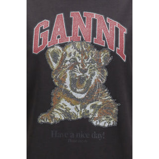 Ganni Black Cotton Sweatshirt